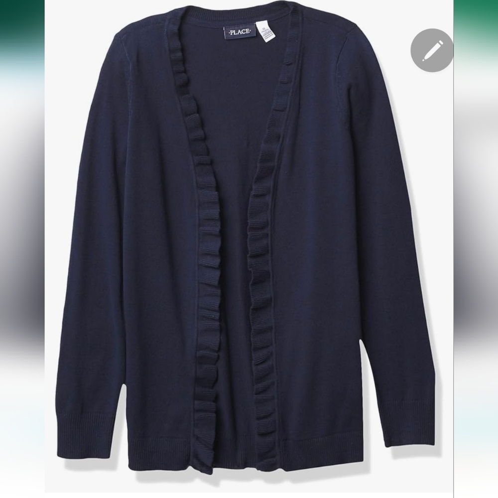 [NWT] The Children'S Place Girls Ruffle Cardigan Size small dark navy blue
